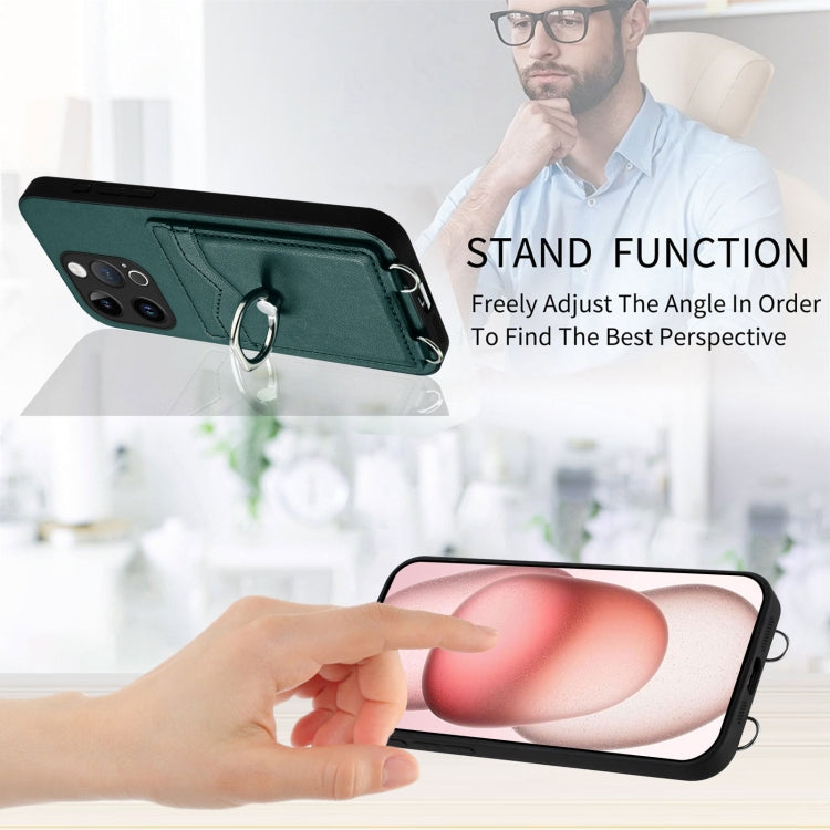 For iPhone 15 Pro R20 Ring Card Holder Phone Case