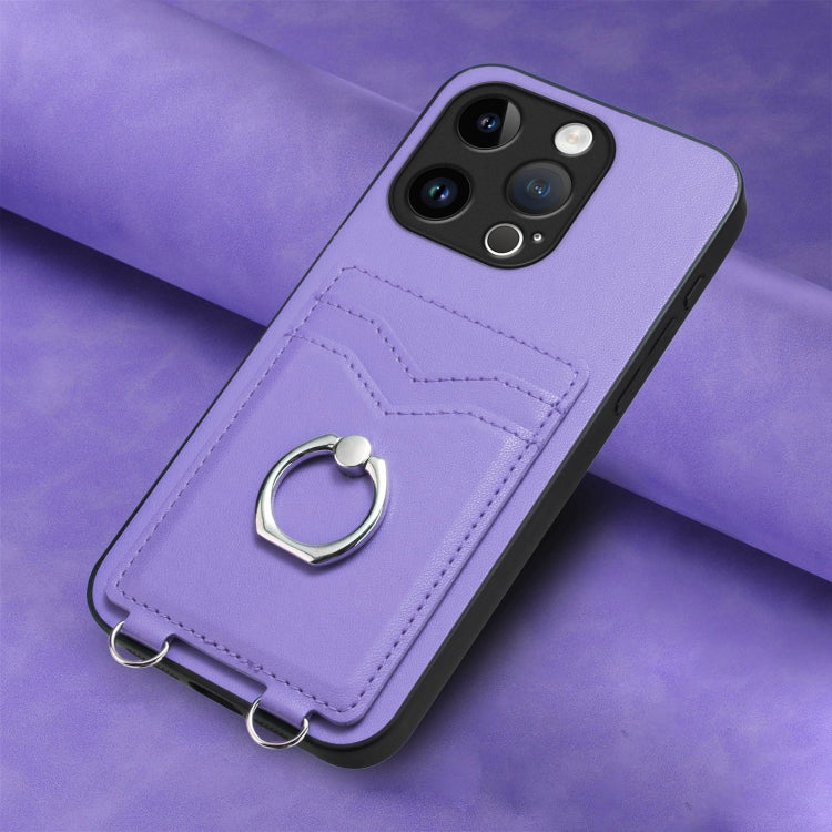 For iPhone 15 Pro R20 Ring Card Holder Phone Case