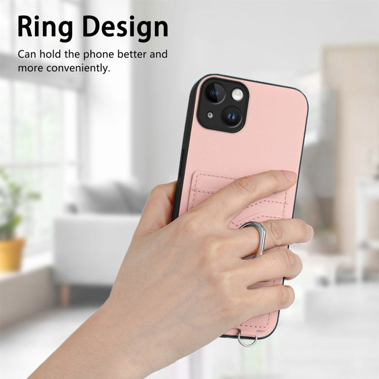 For iPhone 15 Plus R20 Ring Card Holder Phone Case