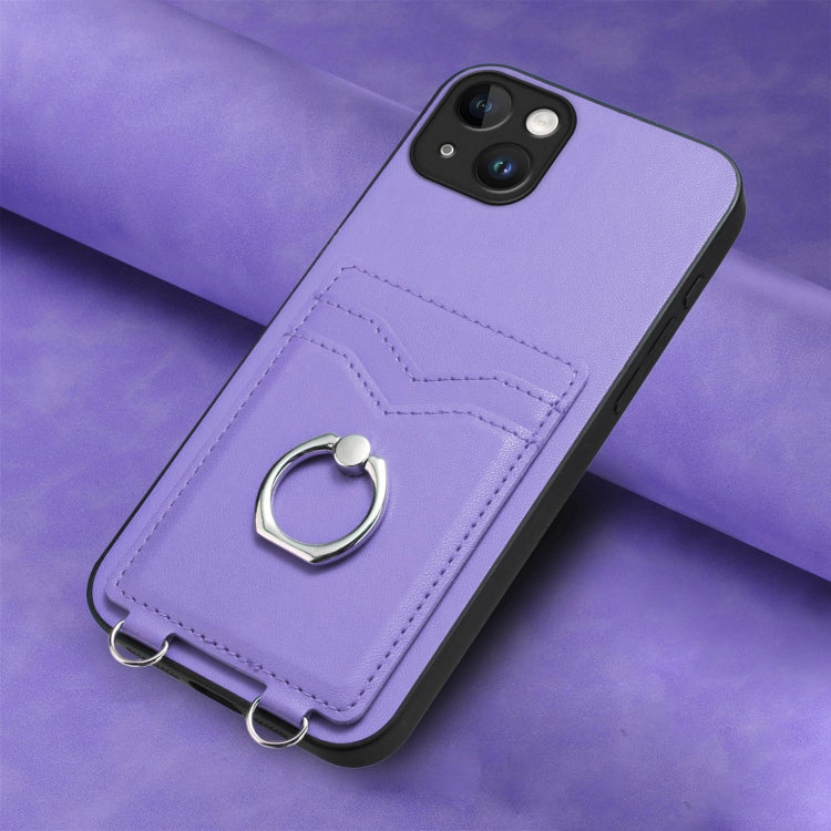 For iPhone 15 Plus R20 Ring Card Holder Phone Case