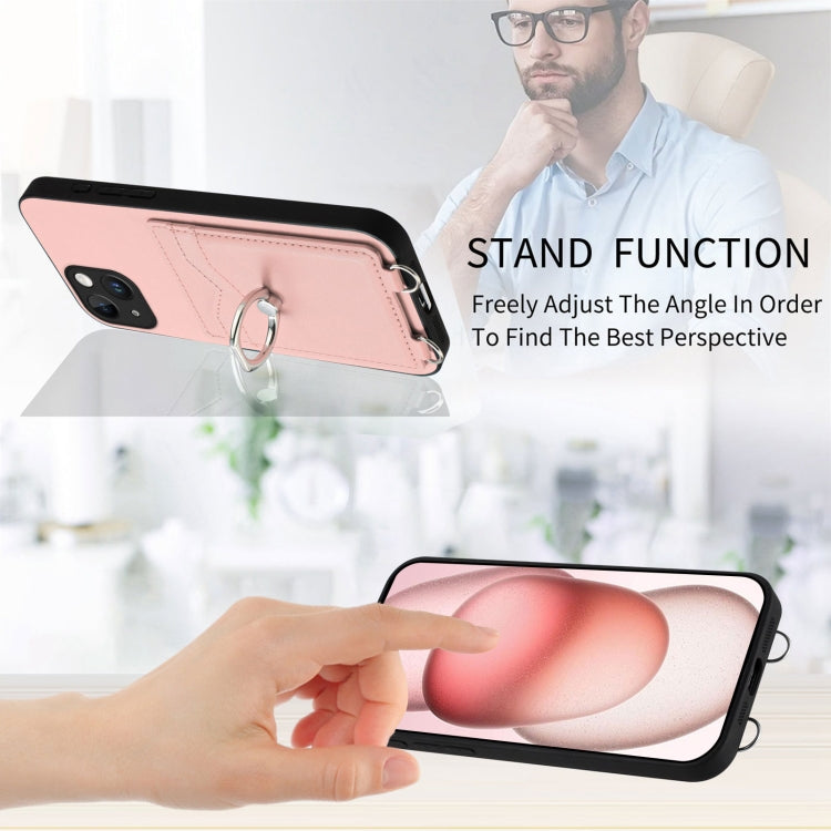 For iPhone 15 R20 Ring Card Holder Phone Case