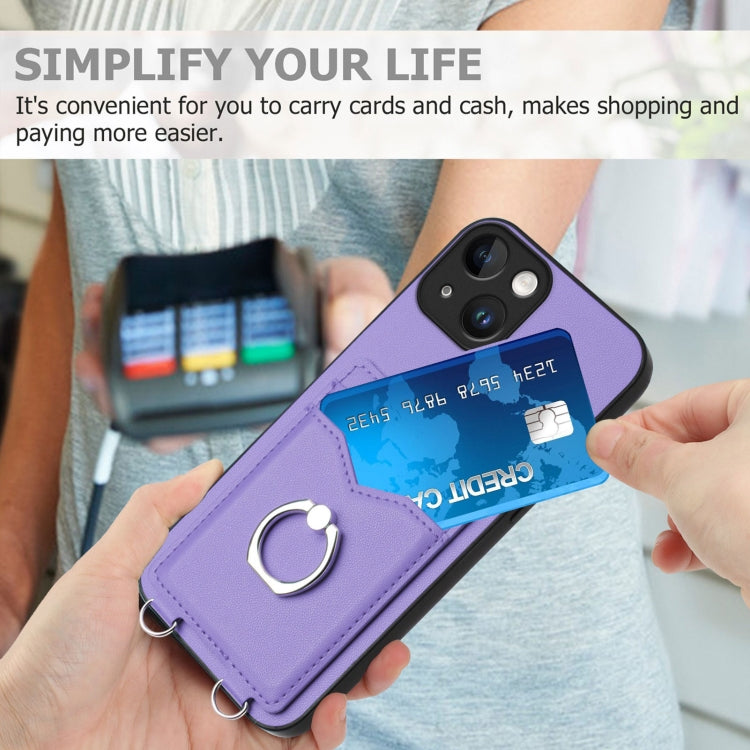 For iPhone 15 R20 Ring Card Holder Phone Case