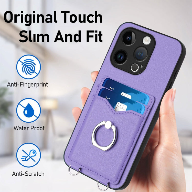 For iPhone 14 Pro R20 Ring Card Holder Phone Case