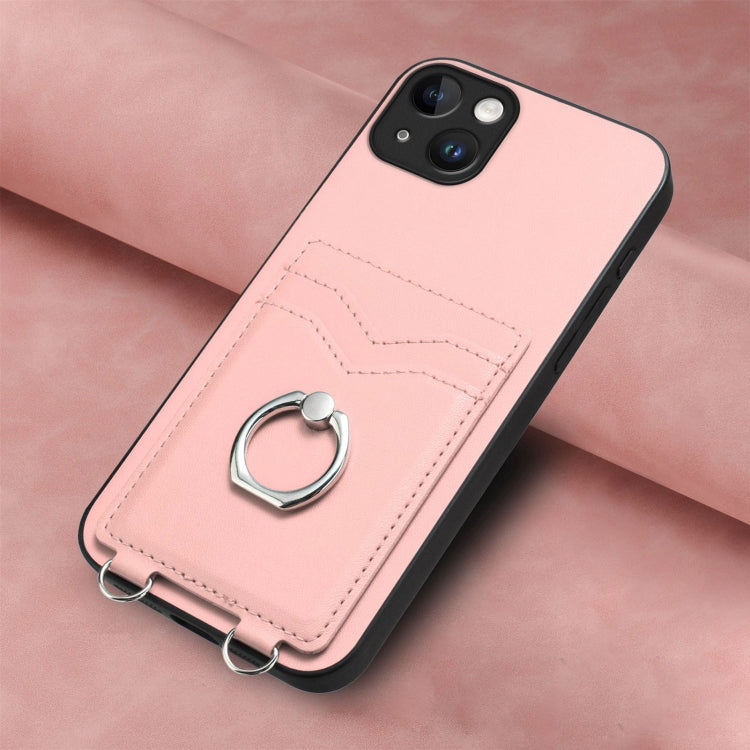 For iPhone 14 Plus R20 Ring Card Holder Phone Case