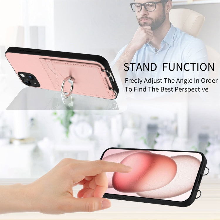 For iPhone 14 Plus R20 Ring Card Holder Phone Case
