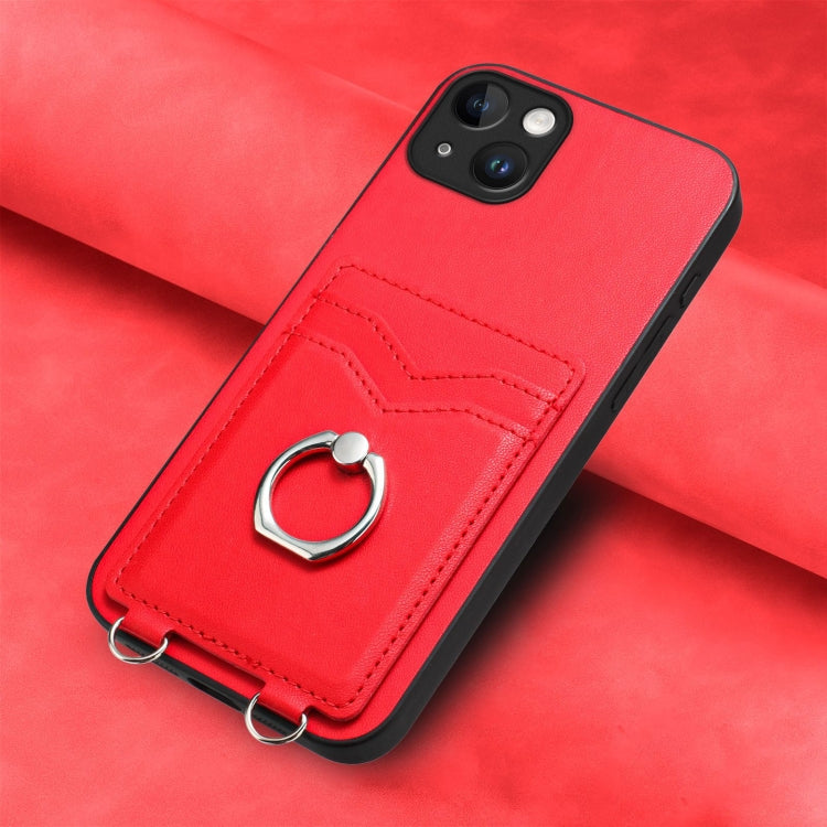 For iPhone 14 Plus R20 Ring Card Holder Phone Case