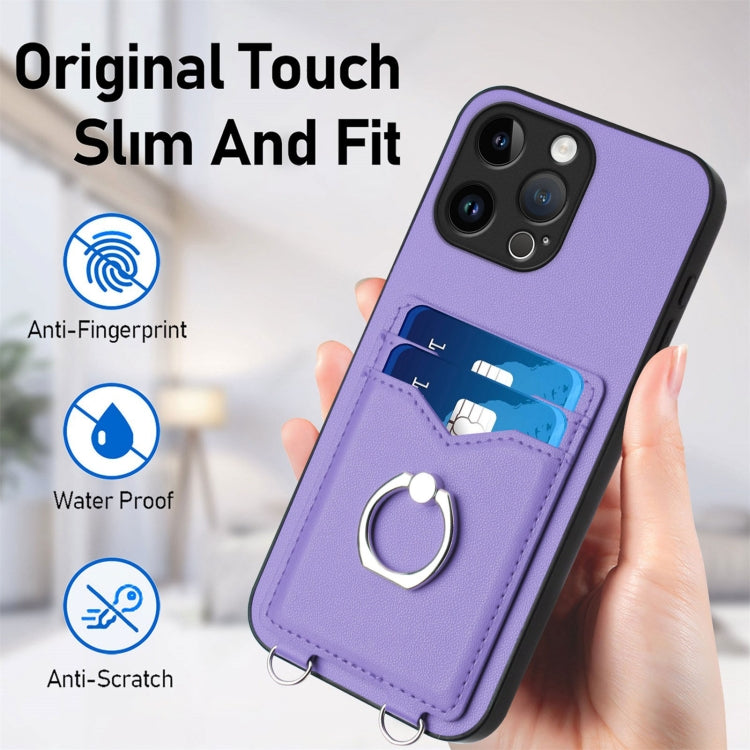 For iPhone 14 Pro Max R20 Ring Card Holder Phone Case