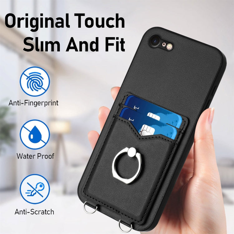 For iPhone SE 2022 / SE 2020 / 8 R20 Ring Card Holder Phone Case