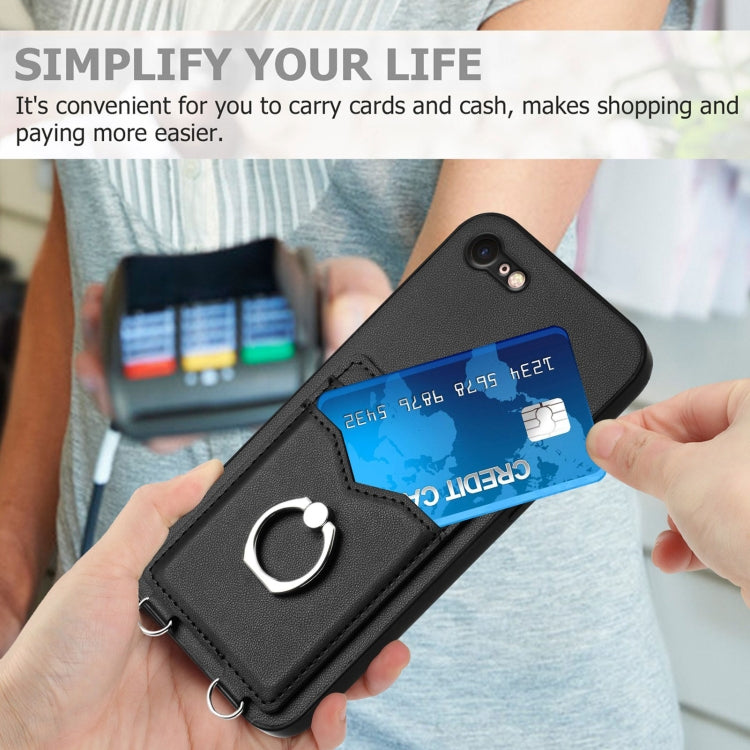 For iPhone SE 2022 / SE 2020 / 8 R20 Ring Card Holder Phone Case