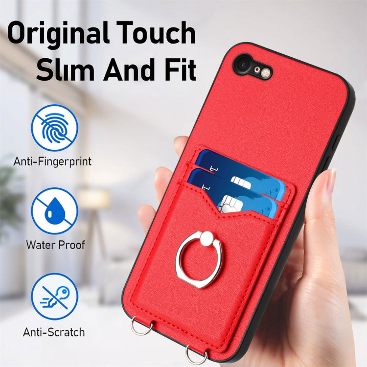 For iPhone SE 2022 / SE 2020 / 8 R20 Ring Card Holder Phone Case