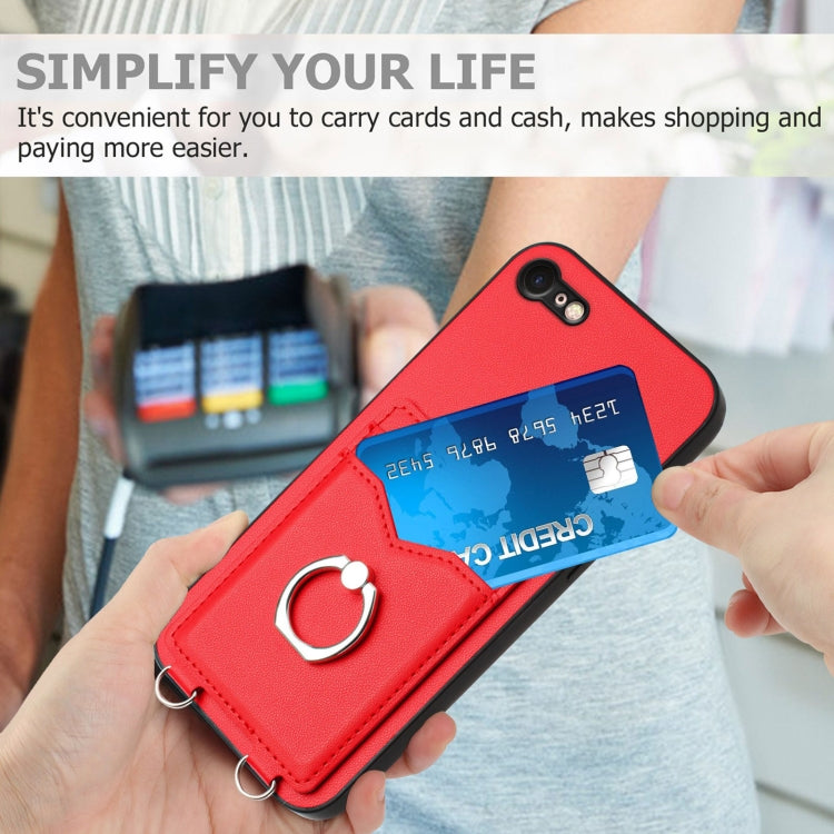 For iPhone SE 2022 / SE 2020 / 8 R20 Ring Card Holder Phone Case