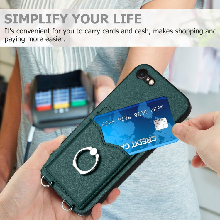 For iPhone SE 2022 / SE 2020 / 8 R20 Ring Card Holder Phone Case