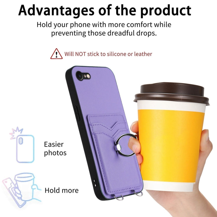 For iPhone SE 2022 / SE 2020 / 8 R20 Ring Card Holder Phone Case