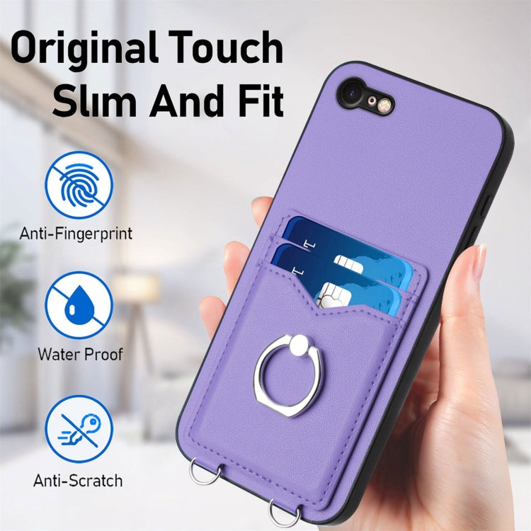 For iPhone SE 2022 / SE 2020 / 8 R20 Ring Card Holder Phone Case