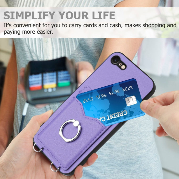 For iPhone SE 2022 / SE 2020 / 8 R20 Ring Card Holder Phone Case