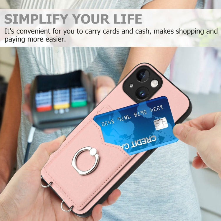 For iPhone 13 R20 Ring Card Holder Phone Case