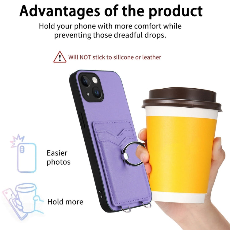 For iPhone 13 R20 Ring Card Holder Phone Case