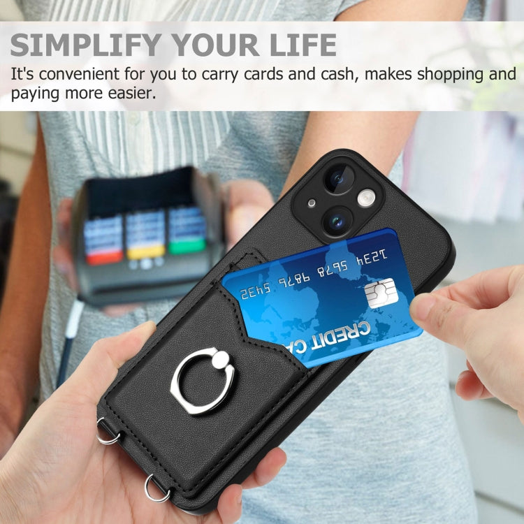 For iPhone 13 mini R20 Ring Card Holder Phone Case