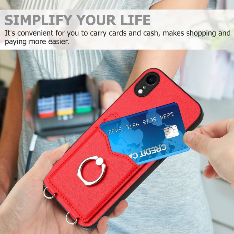 For iPhone XR R20 Ring Card Holder Phone Case