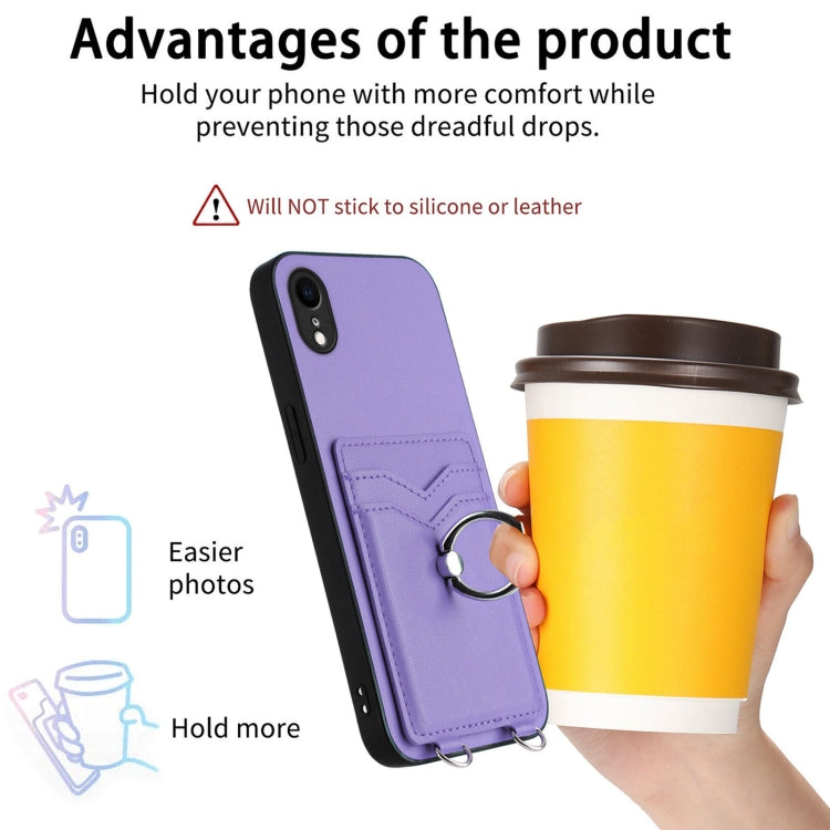 For iPhone XR R20 Ring Card Holder Phone Case