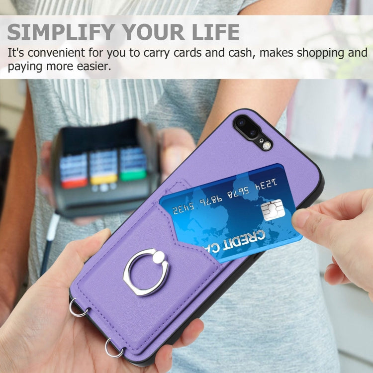 For iPhone 8 Plus / 7 Plus R20 Ring Card Holder Phone Case