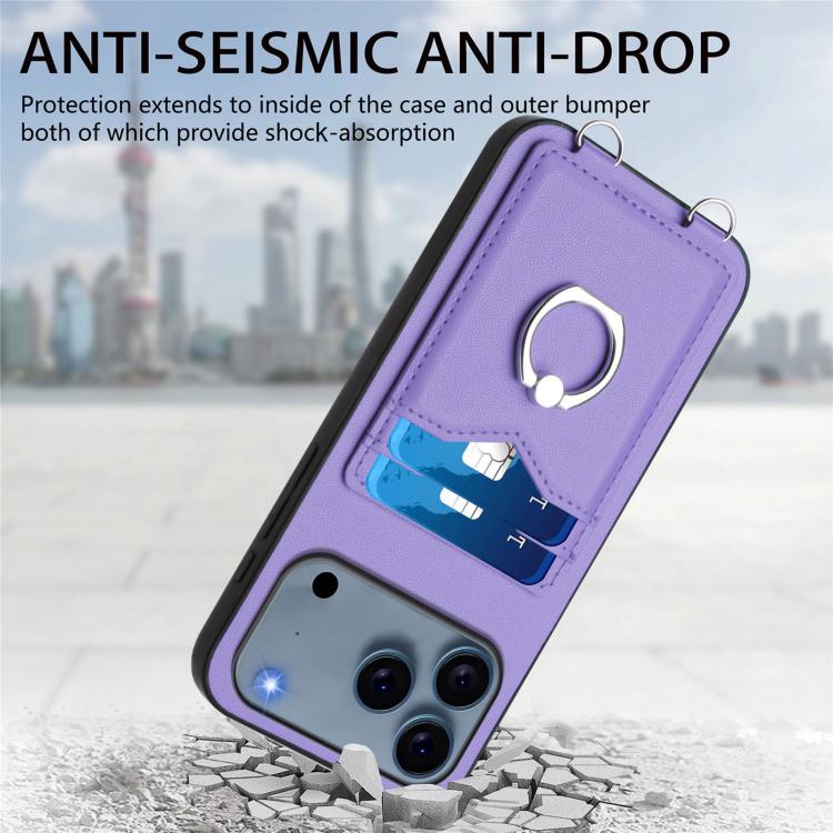 For iPhone 17 Pro Max R20 Ring Card Holder Phone Case