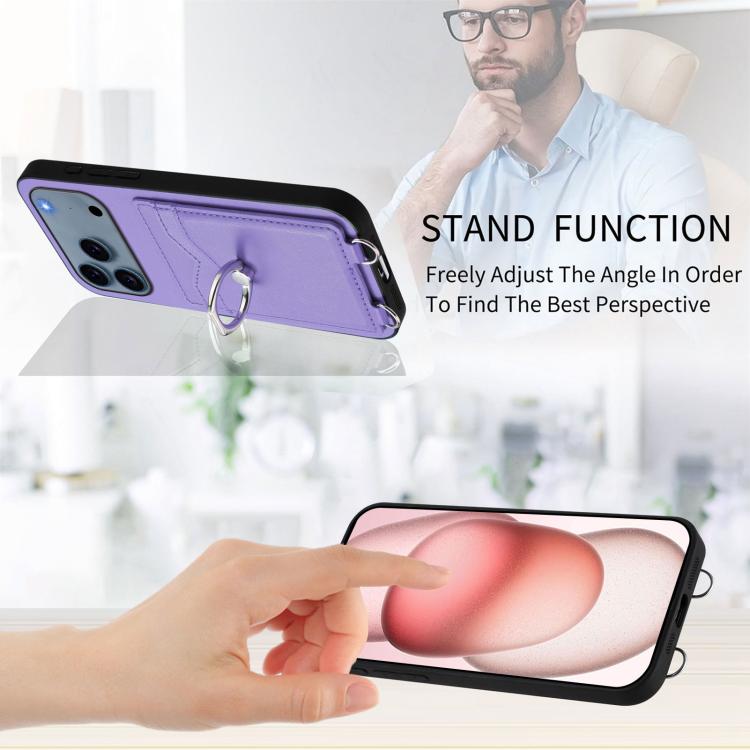 For iPhone 17 Pro Max R20 Ring Card Holder Phone Case