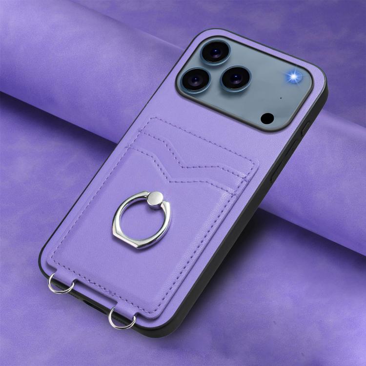 For iPhone 17 Pro Max R20 Ring Card Holder Phone Case