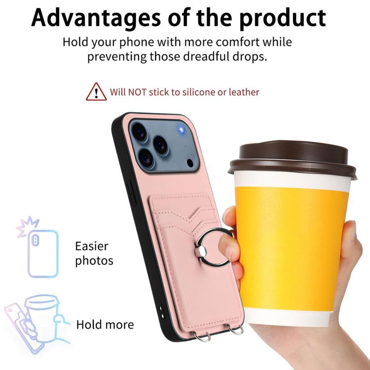 For iPhone 17 Pro R20 Ring Card Holder Phone Case