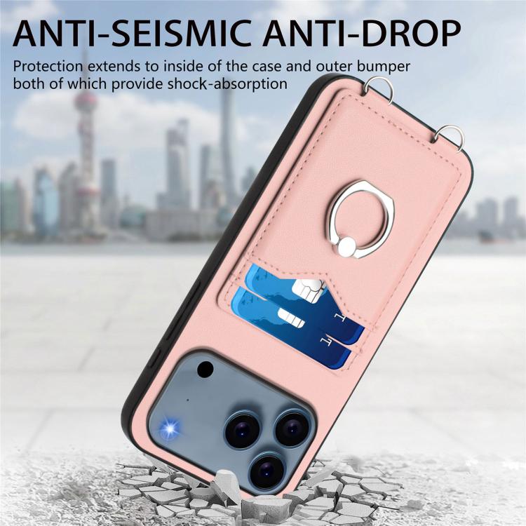 For iPhone 17 Pro R20 Ring Card Holder Phone Case