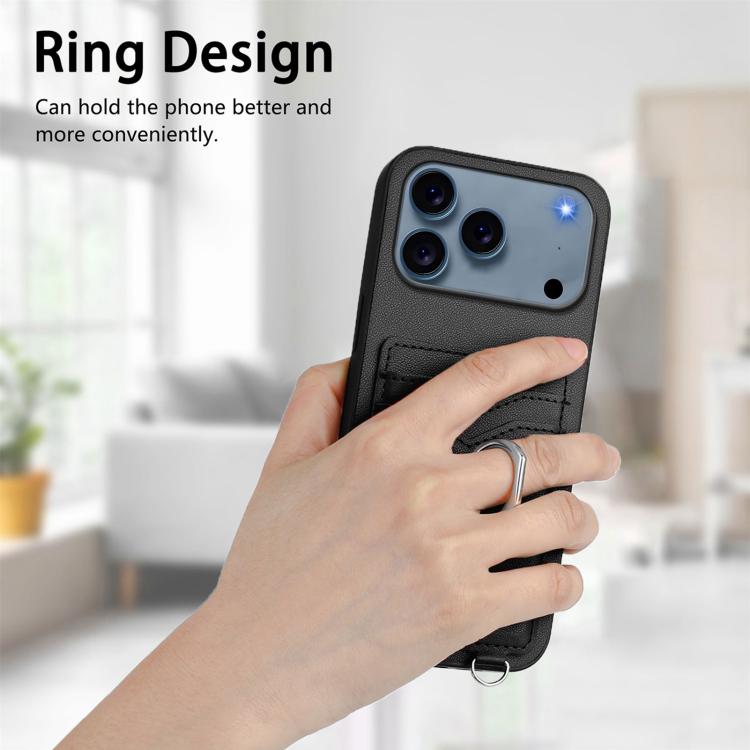 For iPhone 17 Pro R20 Ring Card Holder Phone Case
