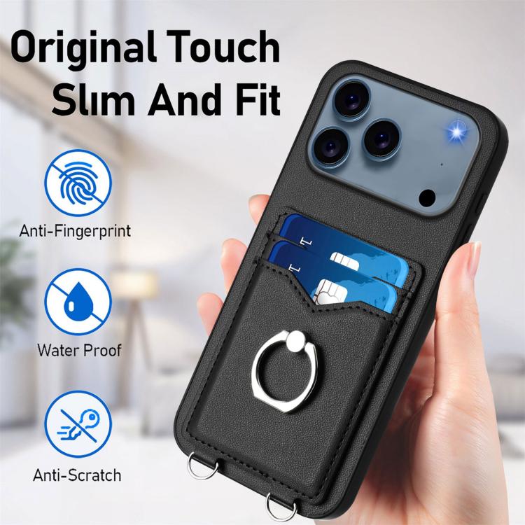 For iPhone 17 Pro R20 Ring Card Holder Phone Case