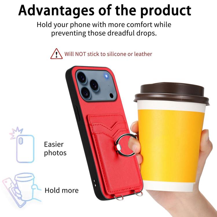 For iPhone 17 Pro R20 Ring Card Holder Phone Case