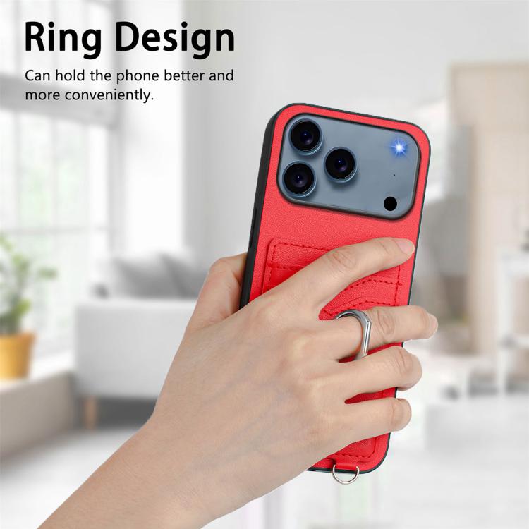 For iPhone 17 Pro R20 Ring Card Holder Phone Case