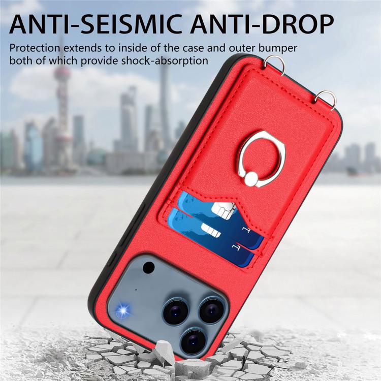 For iPhone 17 Pro R20 Ring Card Holder Phone Case