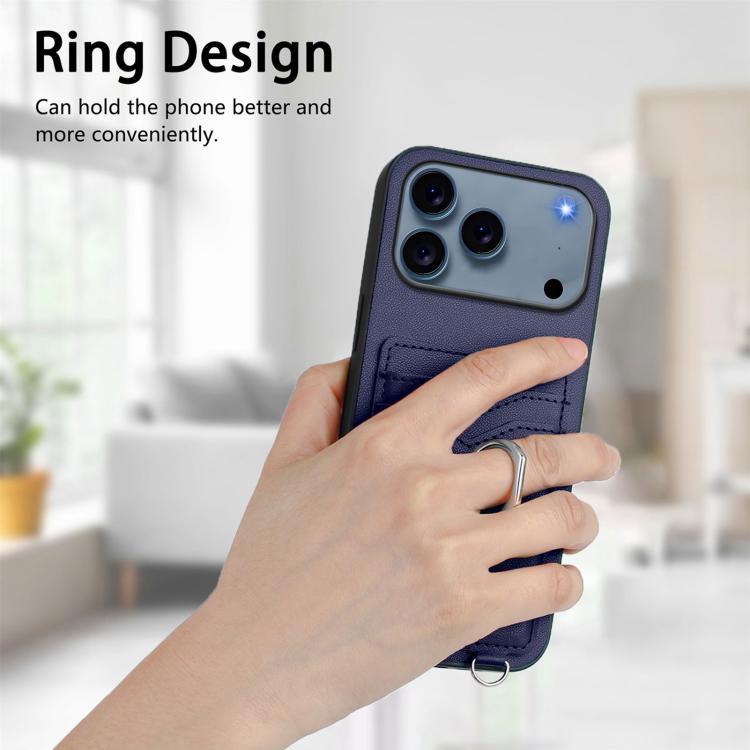 For iPhone 17 Pro R20 Ring Card Holder Phone Case