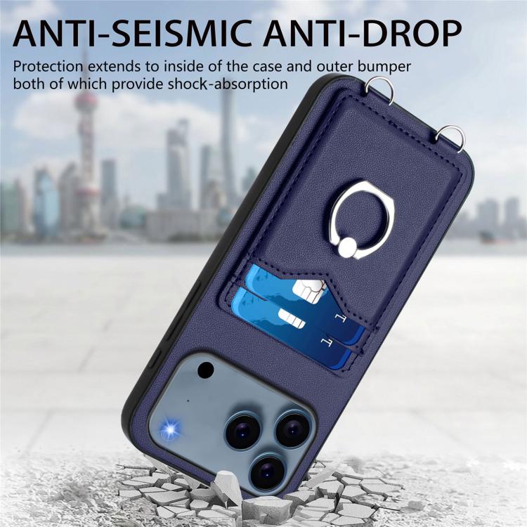 For iPhone 17 Pro R20 Ring Card Holder Phone Case