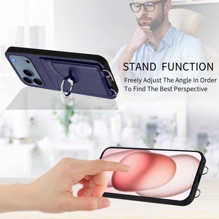For iPhone 17 Pro R20 Ring Card Holder Phone Case