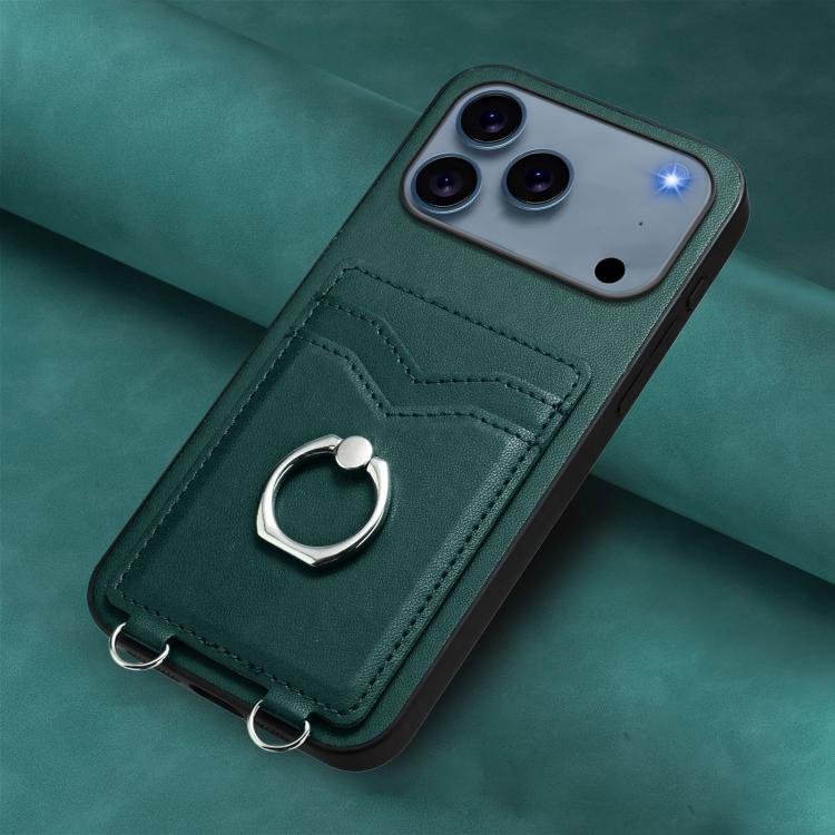 For iPhone 17 Pro R20 Ring Card Holder Phone Case