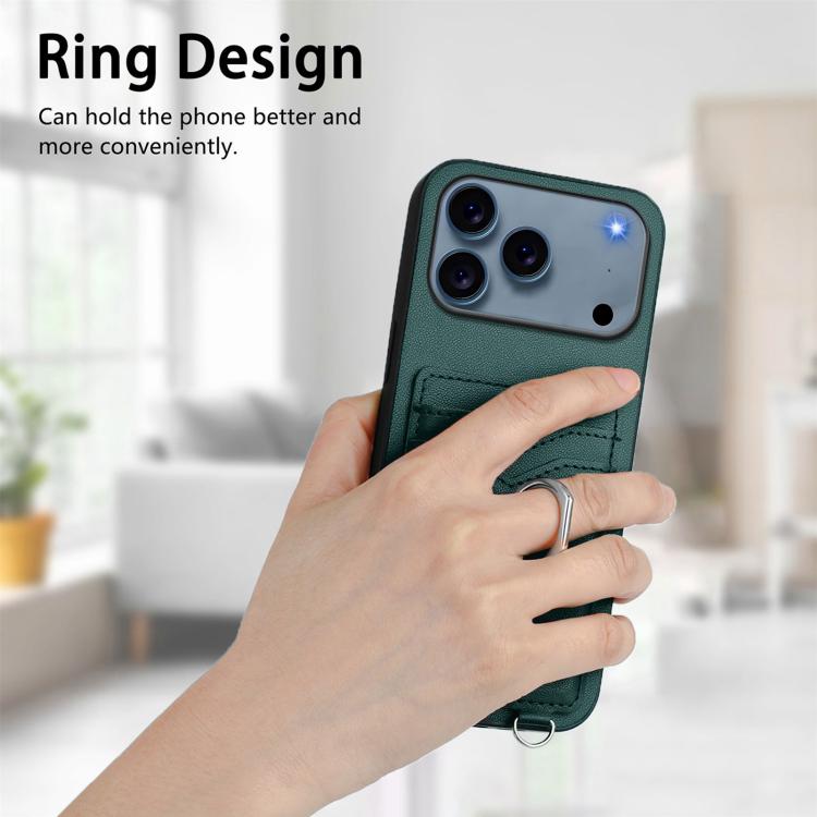 For iPhone 17 Pro R20 Ring Card Holder Phone Case