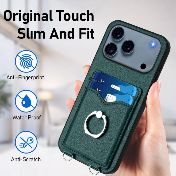 For iPhone 17 Pro R20 Ring Card Holder Phone Case