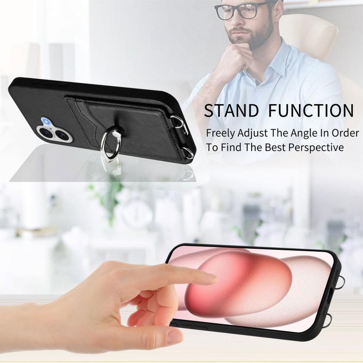 For iPhone 17 R20 Ring Card Holder Phone Case
