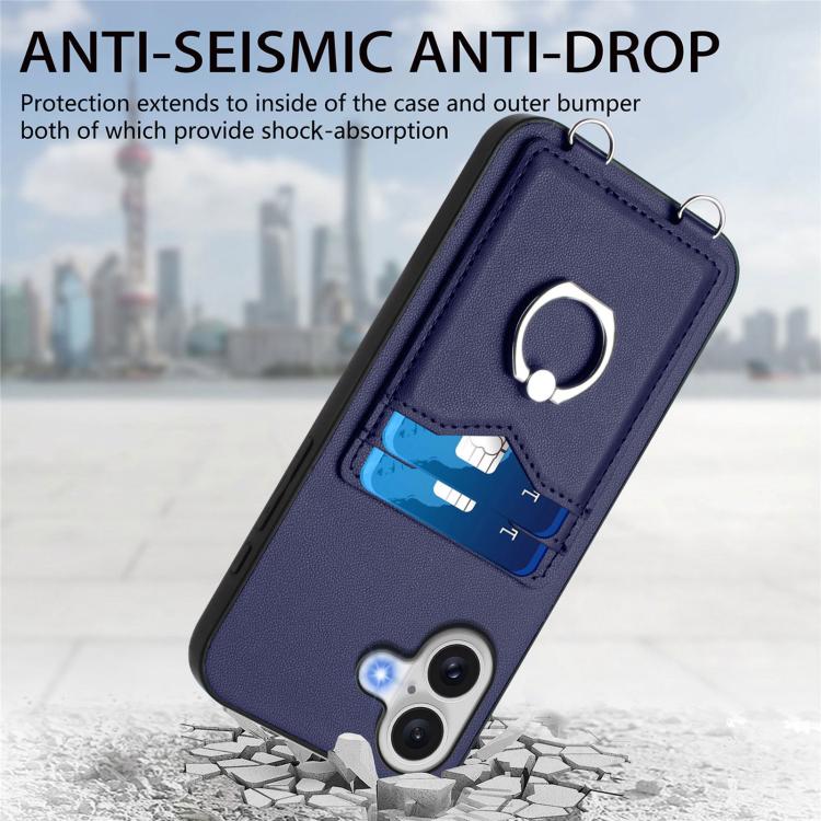 For iPhone 17 R20 Ring Card Holder Phone Case