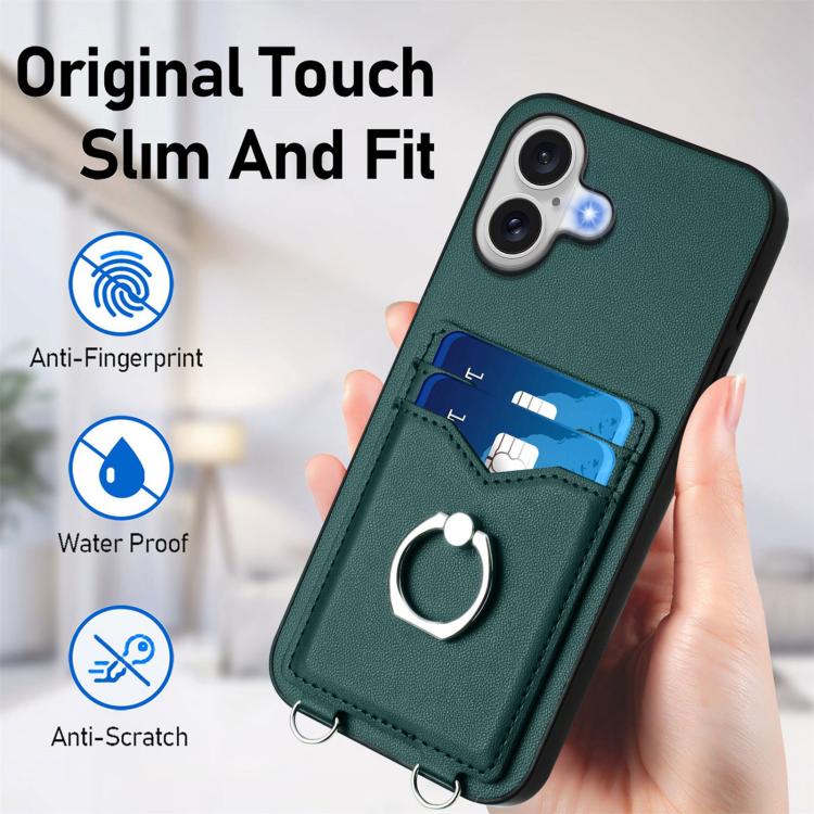 For iPhone 17 R20 Ring Card Holder Phone Case