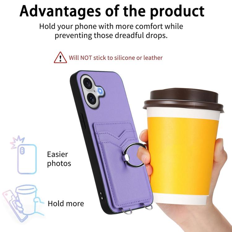 For iPhone 17 R20 Ring Card Holder Phone Case