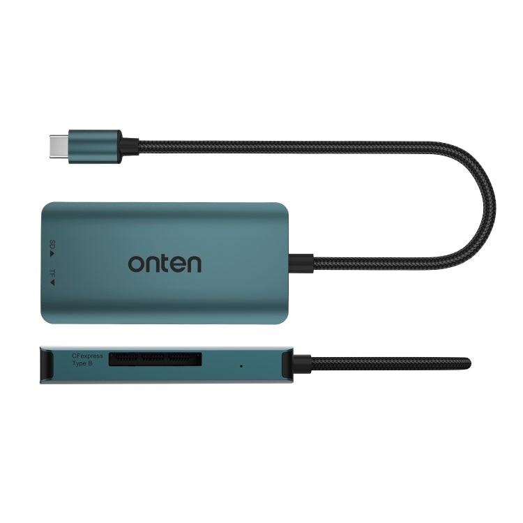 Onten C11 3 in 1 USB-C / Type-C to CFepress Type-B & SD & TF Card Reader - Pine Green
