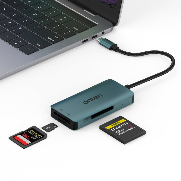 Onten C11 3 in 1 USB-C / Type-C to CFepress Type-B & SD & TF Card Reader - Pine Green