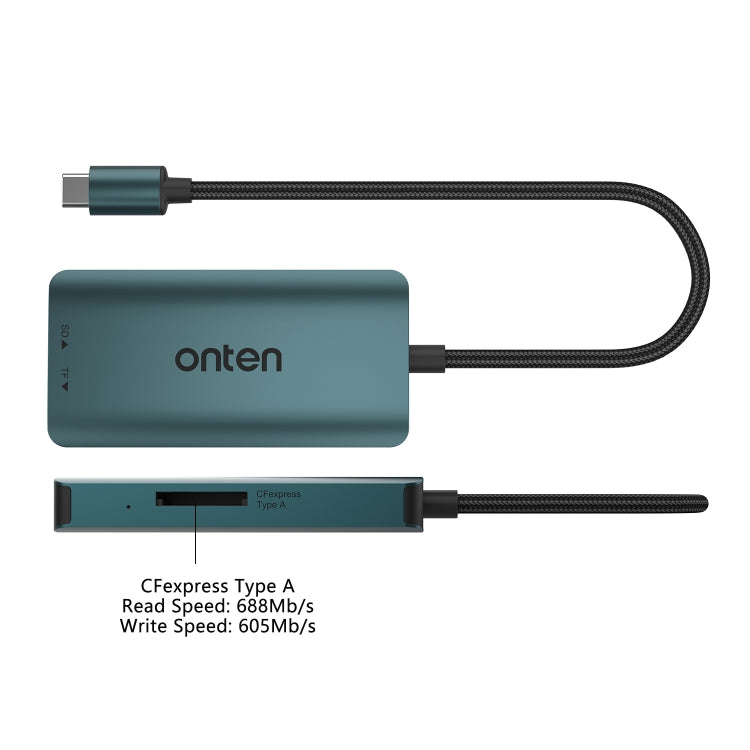 Onten C12 3 in 1 USB-C / Type-C to CFepress Type-A & SD & TF Card Reader - Pine Green