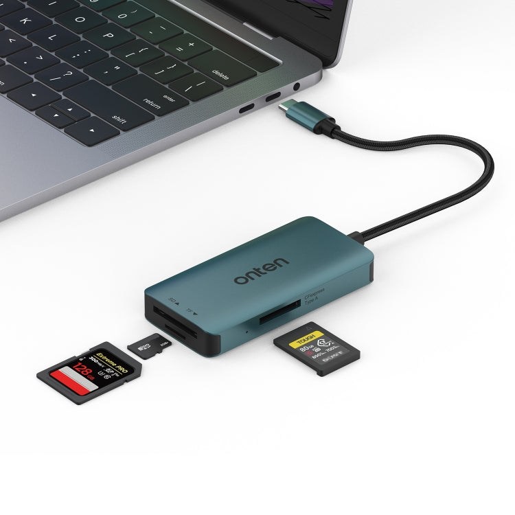 Onten C12 3 in 1 USB-C / Type-C to CFepress Type-A & SD & TF Card Reader - Pine Green