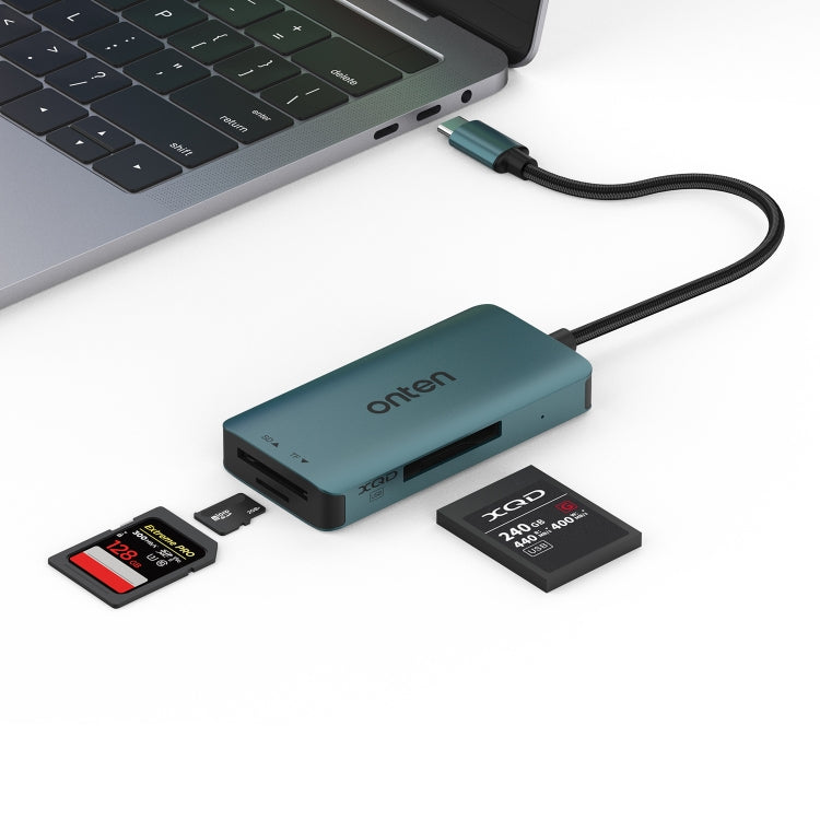 Onten C13 3 in 1 USB-C / Type-C to XQD & SD & TF Card Reader - Pine Green